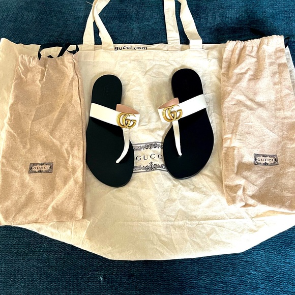 Gucci Marmont Flat Leather Thong GG sandals -never worn US 9 EU 39 - Picture 4 of 8